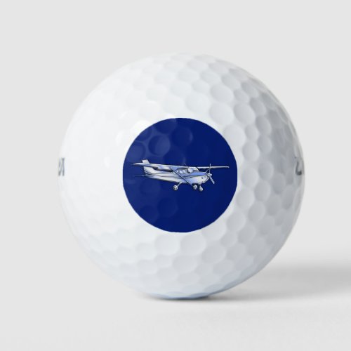 Aircraft  Chrome Cessna Silhouette Flying on Blue Golf Balls