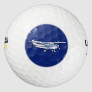 Aircraft  Chrome Cessna Silhouette Flying on Blue Golf Balls