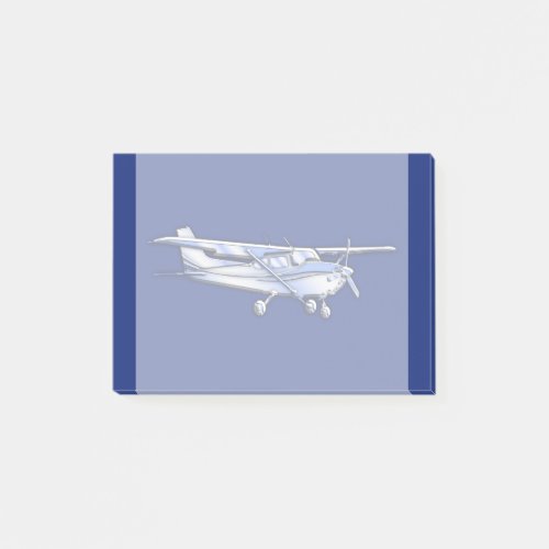 Aircraft  Chrome Cessna Silhouette Flying on Blue Post_it Notes