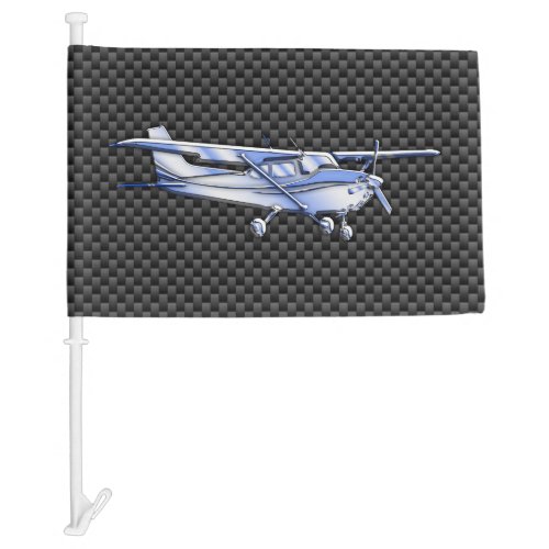 Aircraft Chrome Like Cessna Black Carbon Fiber Car Flag