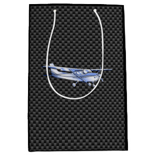 Aircraft Chrome Like Cessna Black Carbon Fiber Medium Gift Bag