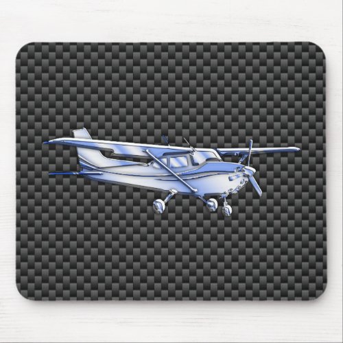 Aircraft Chrome Like Cessna Black Carbon Fiber Mouse Pad