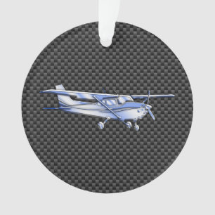 Aircraft Chrome Like Cessna Black Carbon Fiber Ornament