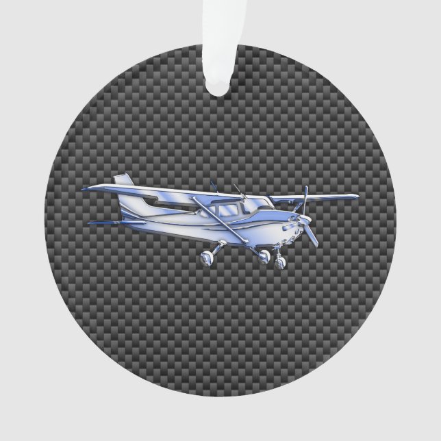 Aircraft Chrome Like Cessna Black Carbon Fiber Ornament (Front)