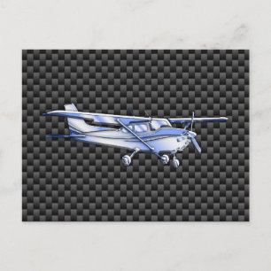 Aircraft Chrome Like Cessna Black Carbon Fiber Postcard