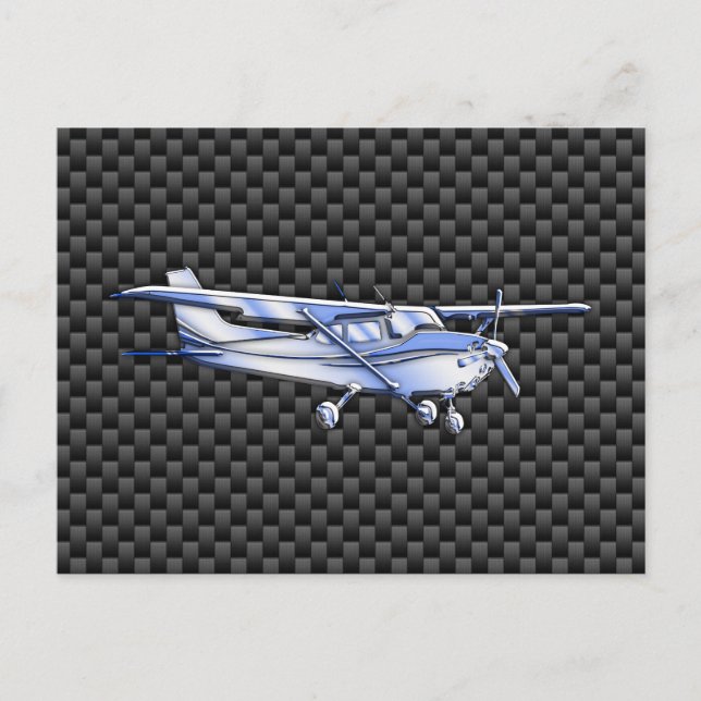 Aircraft Chrome Like Cessna Black Carbon Fiber Postcard (Front)