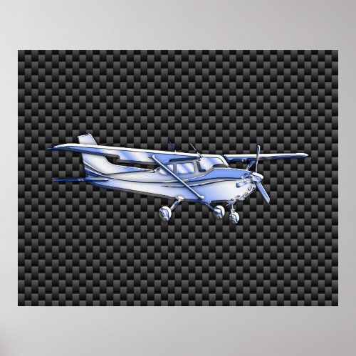 Aircraft Chrome Like Cessna Black Carbon Fiber Poster