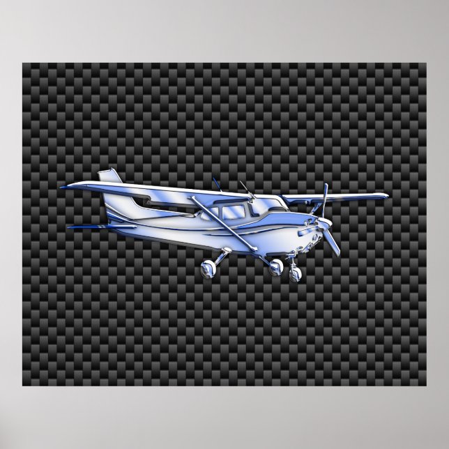 Aircraft Chrome Like Cessna Black Carbon Fiber Poster (Front)