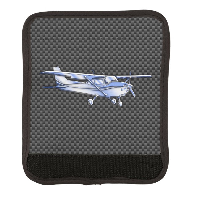 Aircraft Chrome Style Cessna Flying Carbon Fiber Luggage Handle Wrap (Front)