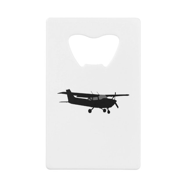 Aircraft Classic Cessna Black Silhouette Flying Credit Card Bottle Opener (Front)