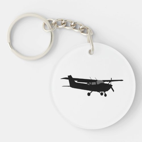 Aircraft Classic Cessna Black Silhouette Flying Keychain