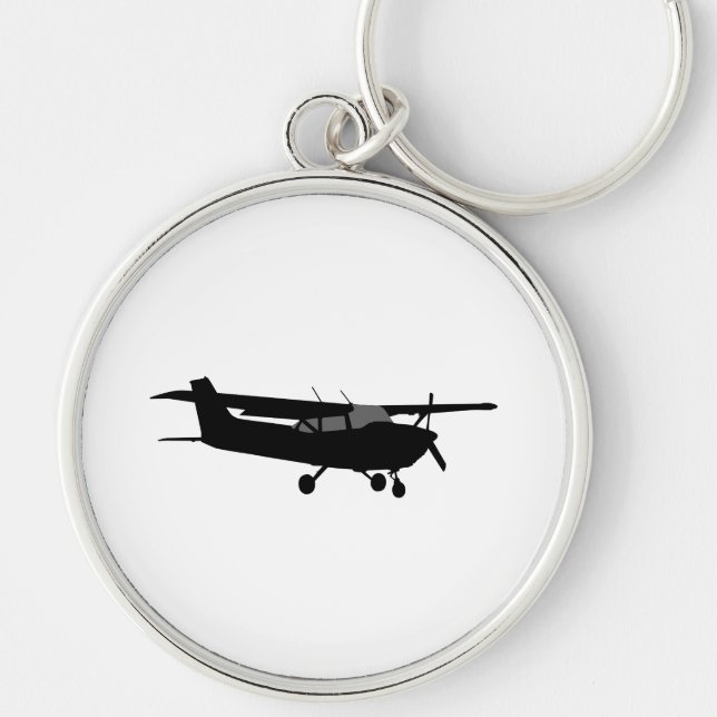 Aircraft Classic Cessna Black Silhouette Flying Keychain (Front)