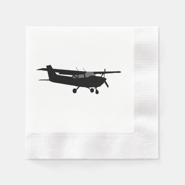 Aircraft Classic Cessna Black Silhouette Flying Paper Napkins (Front)