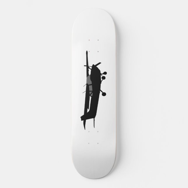 Aircraft Classic Cessna Black Silhouette Flying Skateboard Deck (Front)