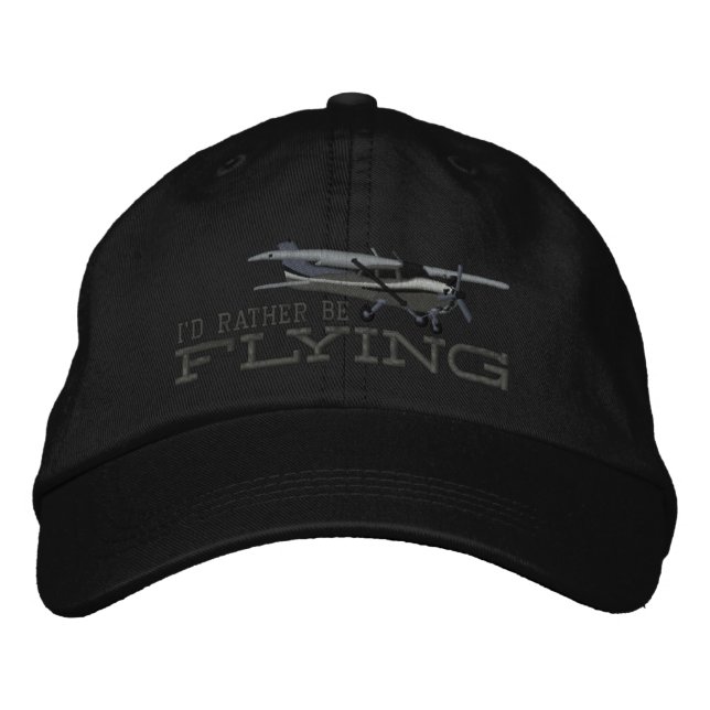 Aircraft Classic Cessna I'd Rather Be Flying Embroidered Baseball Cap (Front)
