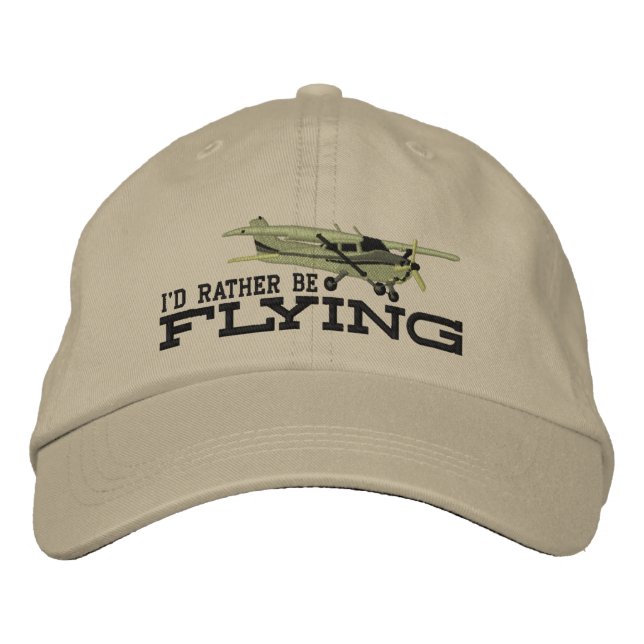 Aircraft Classic Cessna I'd Rather Be Flying Embroidered Baseball Hat (Front)
