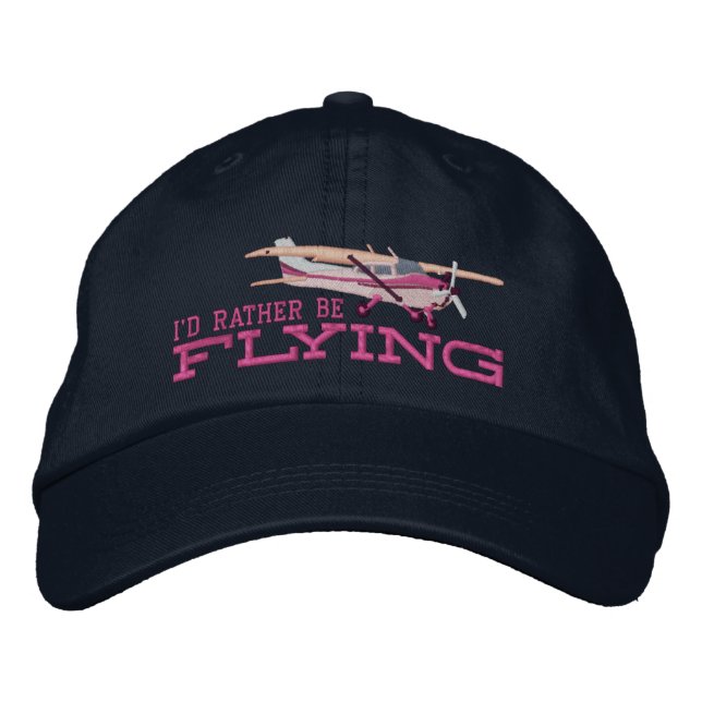 Aircraft Classic Cessna I'd Rather Be Flying Embroidered Baseball Hat (Front)