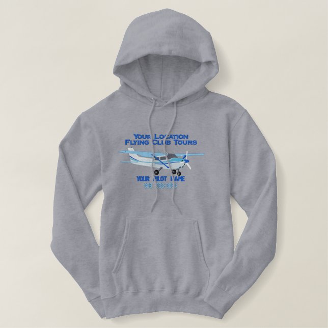 Aircraft Classic Cessna Pilot Custom Personalized Embroidered Hoodie (Design Front)