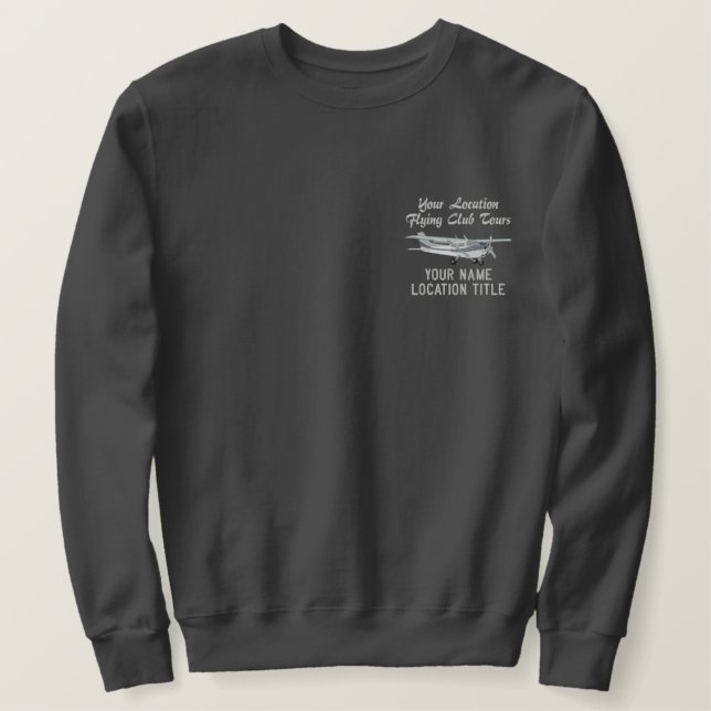 Aircraft Classic Cessna Pilot Custom Personalized Embroidered Sweatshirt (Design Front)