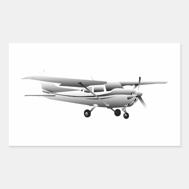 Aircraft Classic Cessna Silhouette Flying Burst Rectangular Sticker (Front)