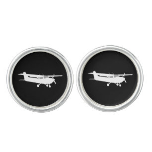 Aircraft Classic Cessna Silhouette Flying Decor Cufflinks