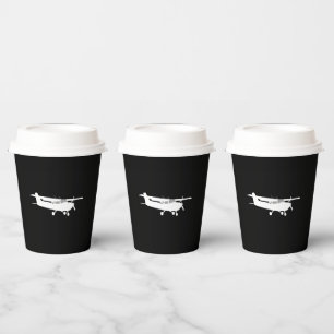 Aircraft Classic Cessna Silhouette Flying Decor Paper Cups