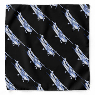 Aircraft Classic Cessna Silhouette Flying on Black Bandana