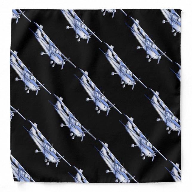 Aircraft Classic Cessna Silhouette Flying on Black Bandana (Front)