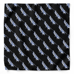 Aircraft Classic Cessna Silhouette Flying on Black Bandana