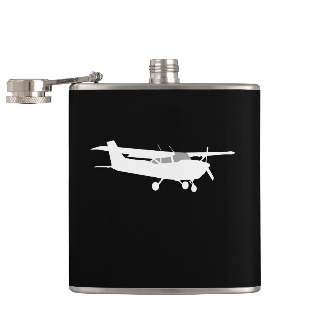 Aircraft Classic Cessna Silhouette Flying on Black Flask (Opened)