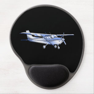 Aircraft Classic Cessna Silhouette Flying on Black Gel Mouse Pad