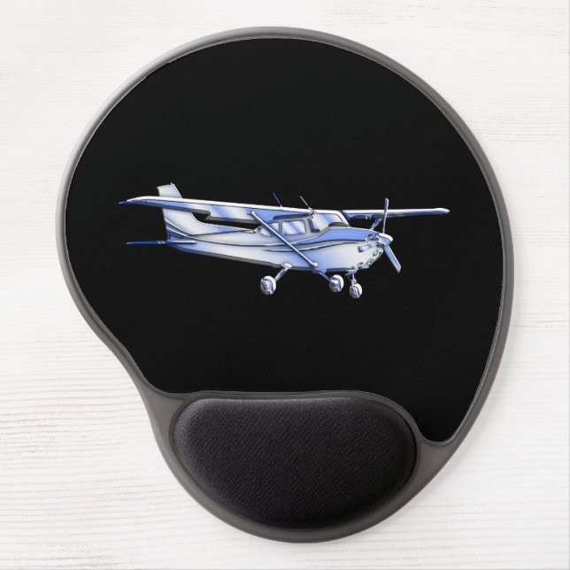 Aircraft Classic Cessna Silhouette Flying on Black Gel Mouse Pad (Front)