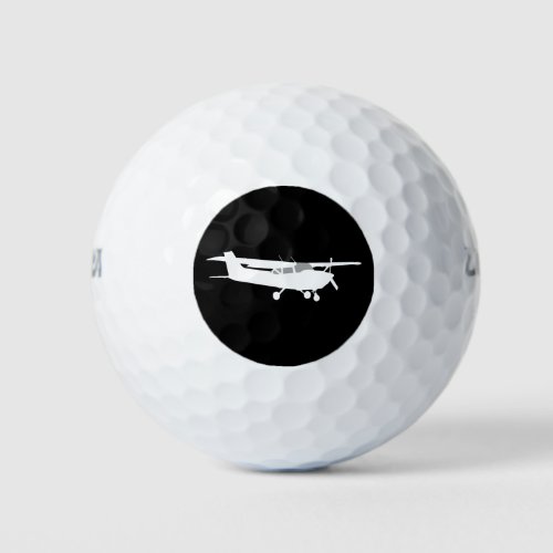 Aircraft Classic Cessna Silhouette Flying on Black Golf Balls