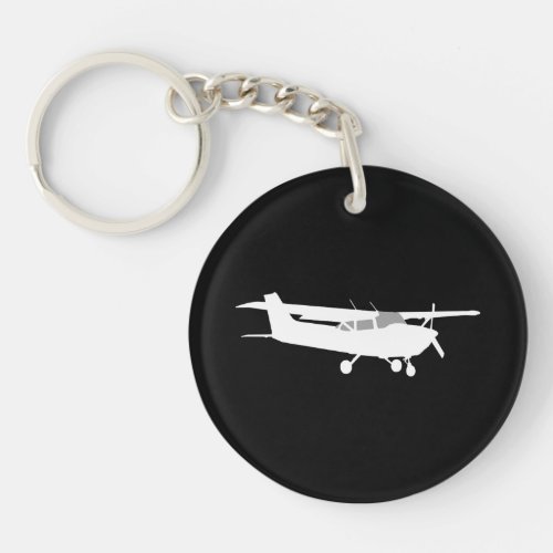 Aircraft Classic Cessna Silhouette Flying on Black Keychain