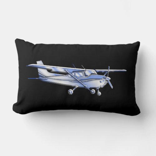Aircraft Classic Cessna Silhouette Flying on Black Lumbar Pillow
