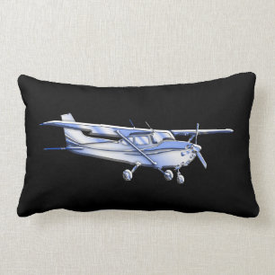 Aircraft Classic Cessna Silhouette Flying on Black Lumbar Pillow