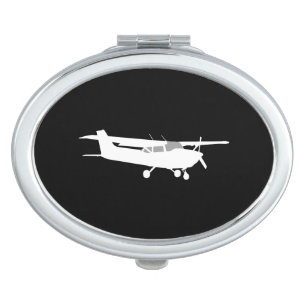 Aircraft Classic Cessna Silhouette Flying on Black Mirror For Makeup