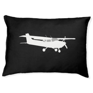 Aircraft Classic Cessna Silhouette Flying on Black Pet Bed