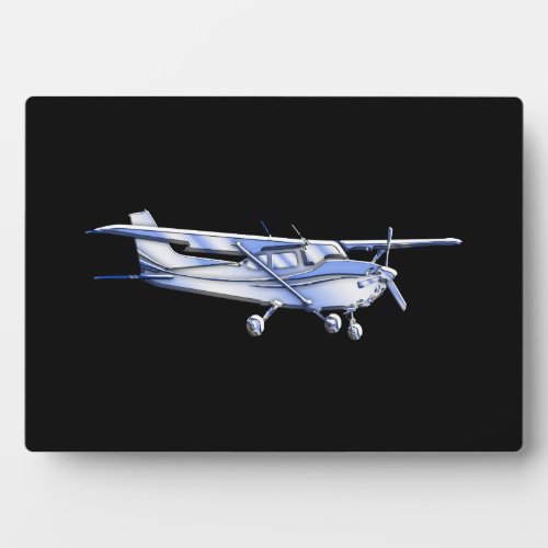 Aircraft Classic Cessna Silhouette Flying on Black Plaque