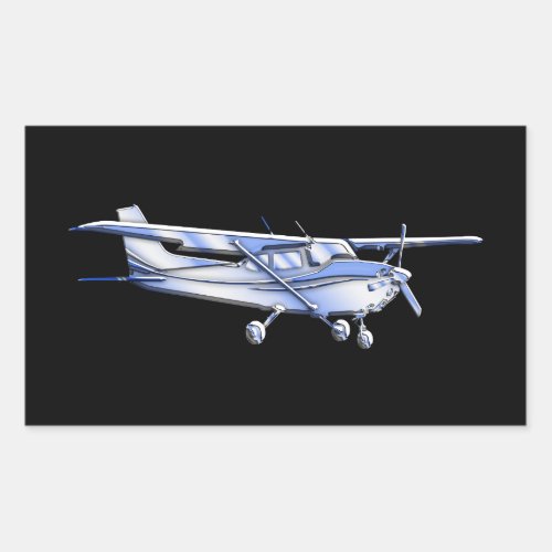 Aircraft Classic Cessna Silhouette Flying on Black Rectangular Sticker