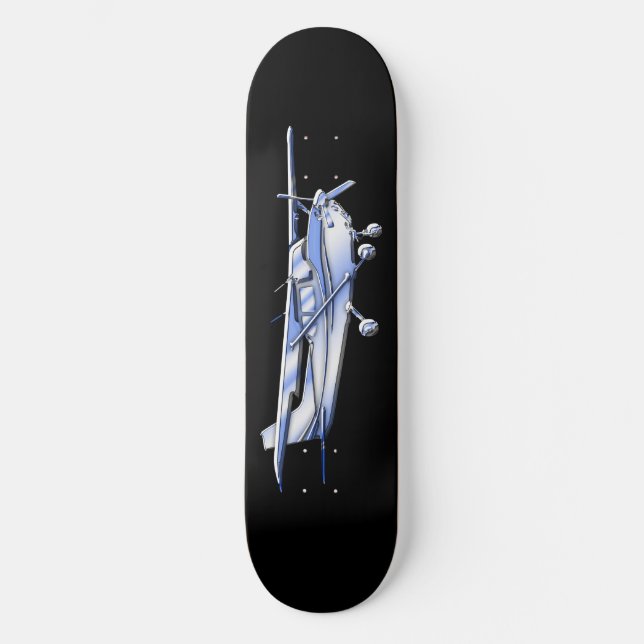 Aircraft Classic Cessna Silhouette Flying on Black Skateboard Deck (Front)