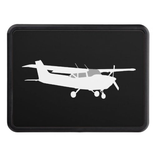 Aircraft Classic Cessna Silhouette Flying on Black Trailer Hitch Cover