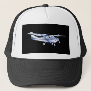 Aircraft Classic Cessna Silhouette Flying on Black Trucker Hat