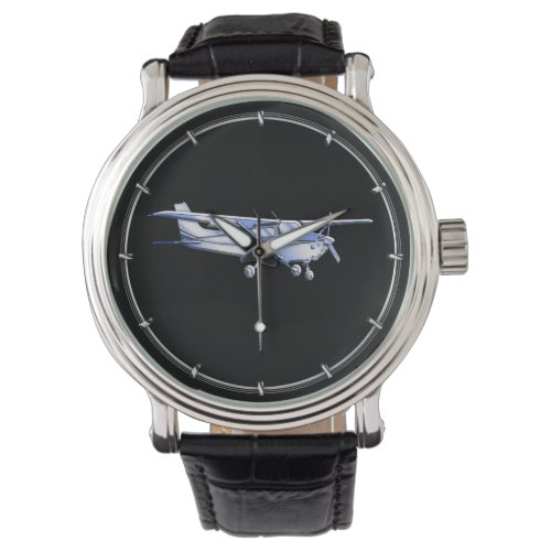 Aircraft Classic Cessna Silhouette Flying on Black Watch