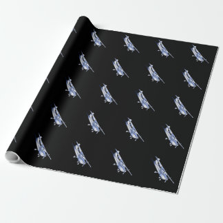 Aircraft Classic Cessna Silhouette Flying on Black Wrapping Paper