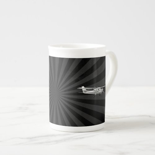 Aircraft Classic Cessna Silhouette Flying Sunburst Bone China Mug