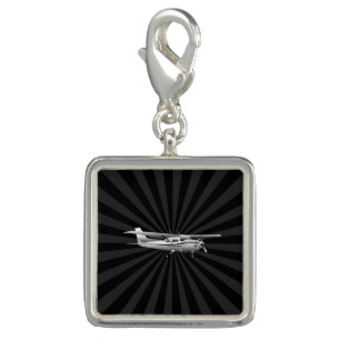 Aircraft Classic Cessna Silhouette Flying Sunburst Charm