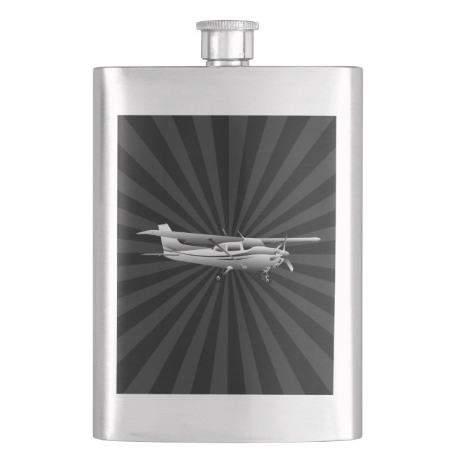 Aircraft Classic Cessna Silhouette Flying Sunburst Hip Flask (Front)
