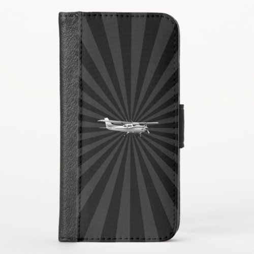 Aircraft Classic Cessna Silhouette Flying Sunburst iPhone X Wallet Case
