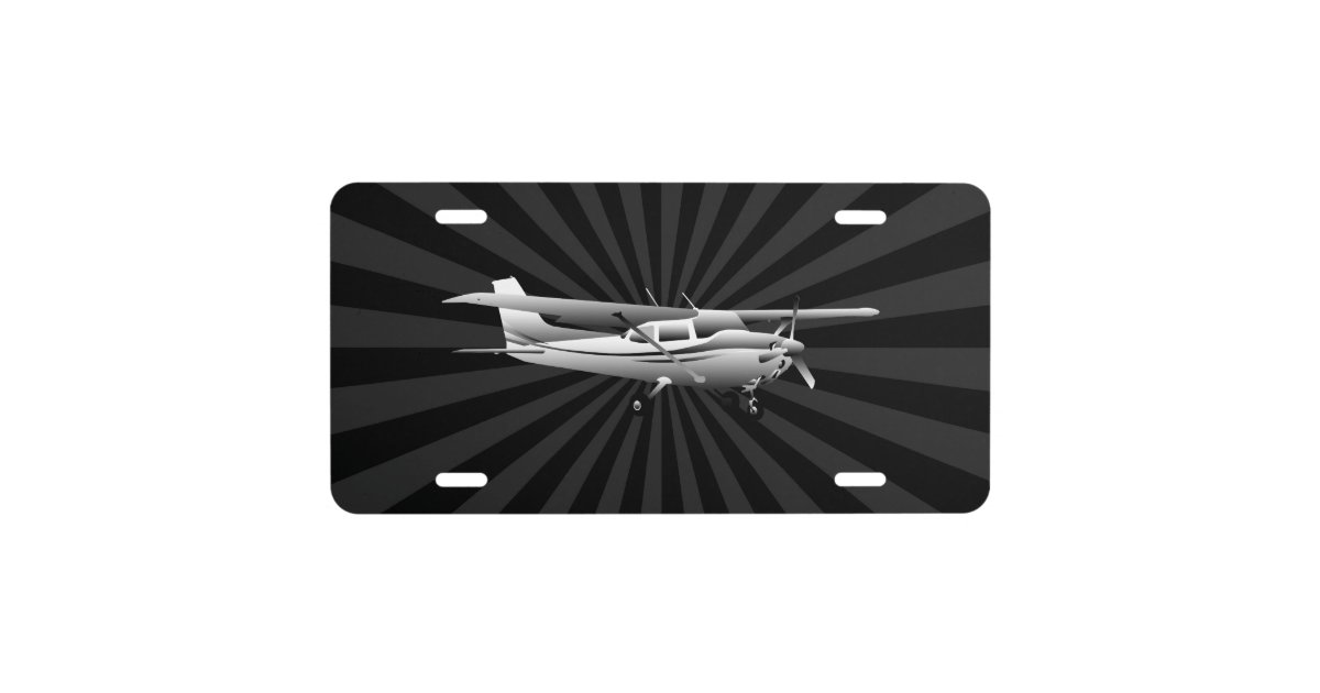 Aircraft Classic Cessna Silhouette Flying Sunburst License Plate
